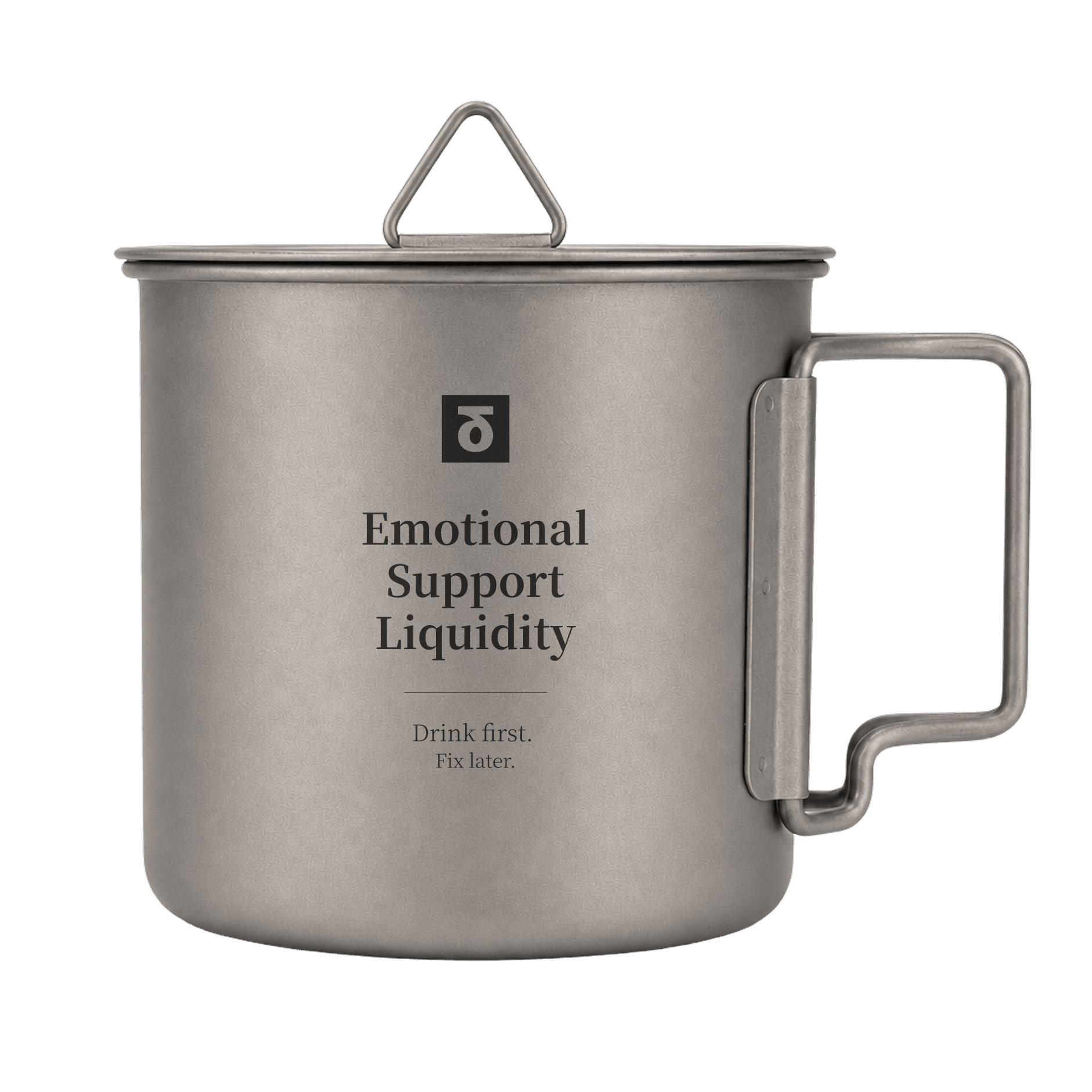 Emotional Support Liquidity — Titanium Mug